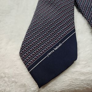Pierre Balmain Blue and White Geometric Silk Tie
